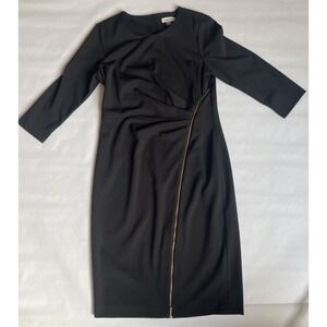 Calvin Klein Scuba zip sheath dress black  minimalist sz 12